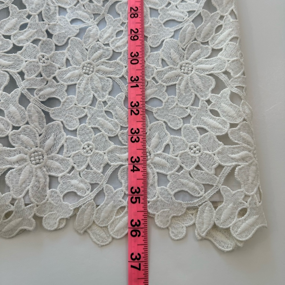 RELISTED LOFT White Lace Dress with Pale Blue Underlay NWT Women’s Size 8 Petite - Picture 11 of 12